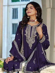 Purple Designer Wedding Wear Sharara Suit