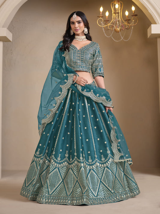 Morpich Embroidered A Line Wedding Lehenga Choli