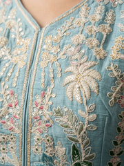 Pink Chinon Embroidered Sharara Suit