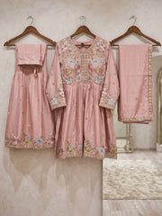Firozi Chinon Embroidered Sharara Suit