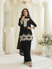Black Eid Style & Festive Wear Pant Style Salwar Suit