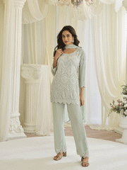 Grey Eid Style & Festive Wear Pant Style Salwar Suit