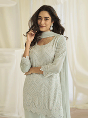 Grey Eid Style & Festive Wear Pant Style Salwar Suit