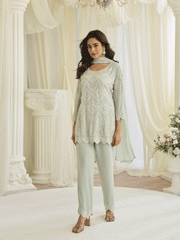 Grey Eid Style & Festive Wear Pant Style Salwar Suit