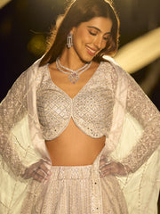 Perl White Net Reception Wear Lehenga Choli