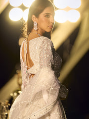 Perl White Net Reception Wear Lehenga Choli