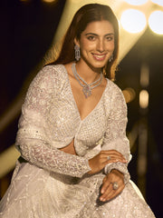 Perl White Net Reception Wear Lehenga Choli