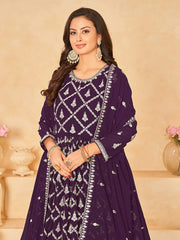 Purple Georgette Partywear Anarkali-Suit