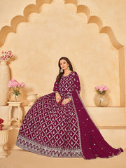 Magenta Georgette Partywear Anarkali-Suit