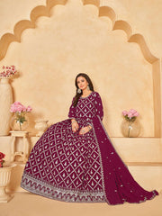Magenta Georgette Partywear Anarkali-Suit