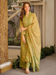 Green Causul Wear Cottan Kurta Set