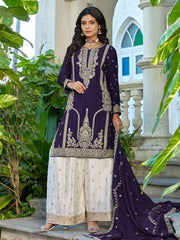 Purple Designer Wedding Wear Sharara Suit