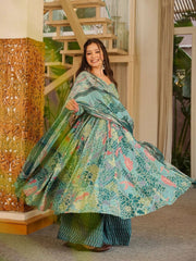 Firozi Digital Print Cottan Anaraki Style Suit