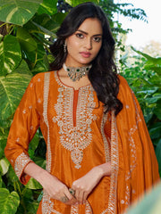 Orange Designer Wedding Wear Sharara Suit