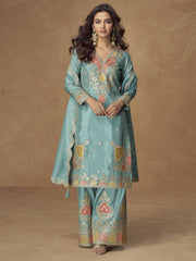 Shimmer Salwar Suit with Embroidered and Zari Work