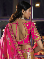Magenta Pink Embroidered Silk Lehenga Choli