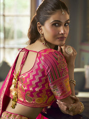 Rani Pink Embroidered Silk Lehenga Choli