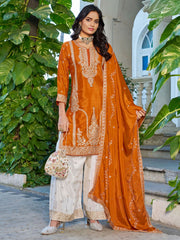 Orange Designer Wedding Wear Sharara Suit