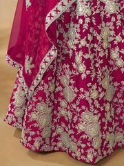 Captivating Rani Pink Embroidered Silk Engagement Wear Lehenga Choli