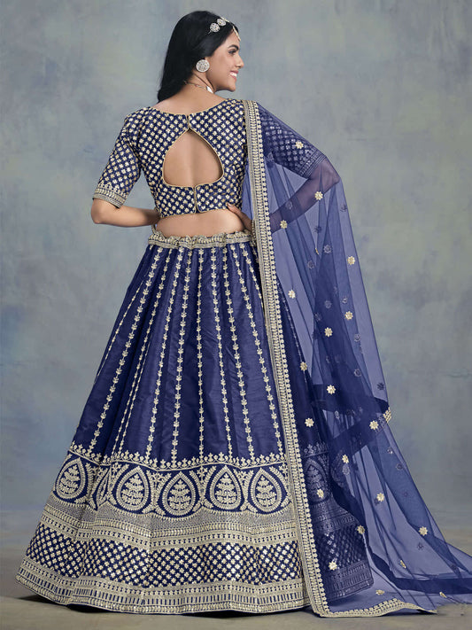 Blue Embroidered Lehenga Choli