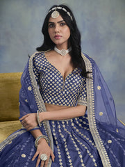 Blue Embroidered Lehenga Choli