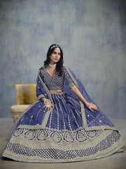 Blue Embroidered Lehenga Choli