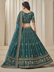Rama Green Embroidered Art Silk Wedding Lehenga Choli