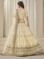 Beige Silk Embroidered Sequins Lehenga Wedding Wear