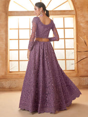 Purple Color Heavy Embroidered Net Lehenga Choli With Dupatta