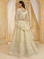 Preety Ivory Color Heavy Embroidered Net Lehenga Choli With Dupatta