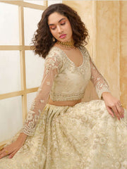 Adorable Ivory Color Heavy Embroidered Net Lehenga Choli With Dupatta