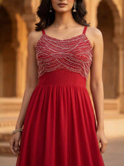 Embroidered Maxi Gown Dress