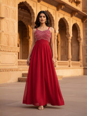 Embroidered Maxi Gown Dress