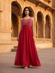 Embroidered Maxi Gown Dress