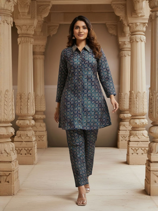 Chanderi Printed Tunic with Trousers