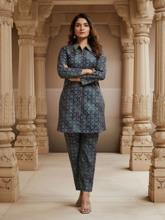 Chanderi Printed Tunic with Trousers