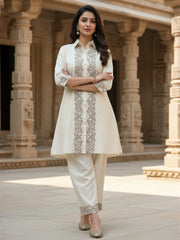 Embroidered Top With Palazzos Co-Ords