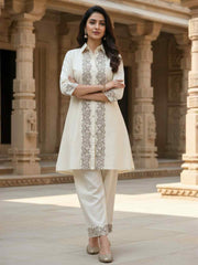 Embroidered Top With Palazzos Co-Ords
