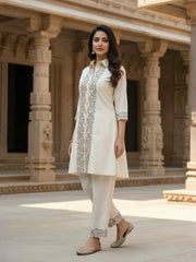 Embroidered Top With Palazzos Co-Ords