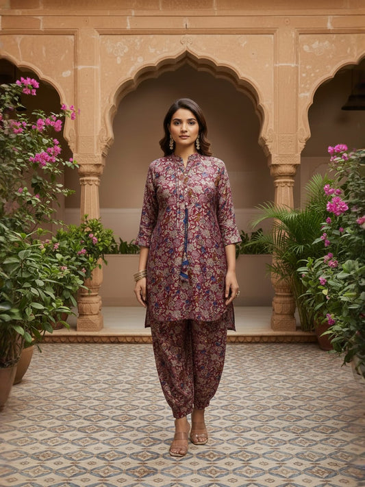 Bohemian Chanderi Printed Tunic with Trousers