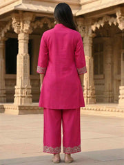 Embroidered Top With Palazzos Co-Ords