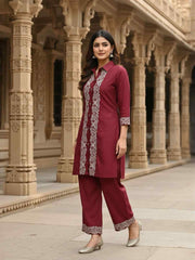 Embroidered Top With Palazzos Co-Ords