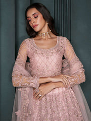 Blush Pink Heavy Embroidered Net Lehenga Choli