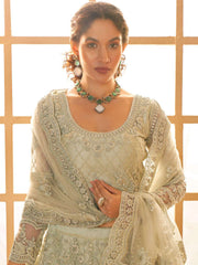 Pista Green Color Heavy Embroidered Net Lehenga Choli With Dupatta