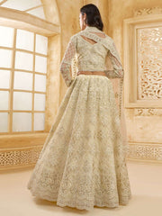 Fantastic Ivory Color Heavy Embroidered Net Lehenga Choli With Dupatta