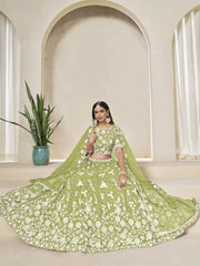 Entrancing Pista green Embroidered Lehenga Choli