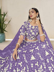 Embroidered Lehenga Choli in Lavender
