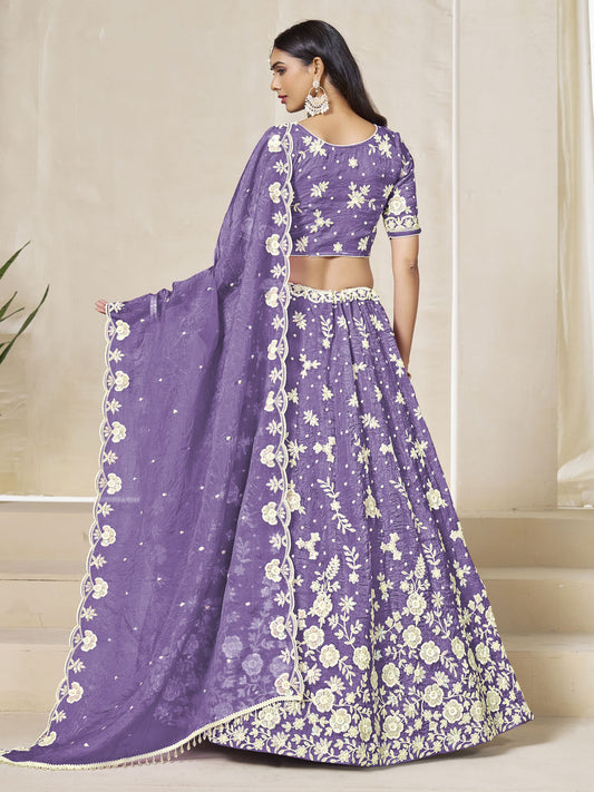 Embroidered Lehenga Choli in Lavender