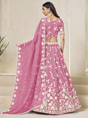 Embroidered Crush Lehenga Choli in Pink