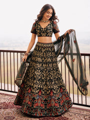 Black Embroidered Stylist Wedding Lehenga Choli